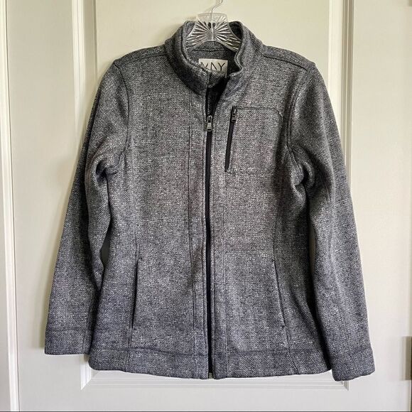 Grey herringbone fleece jacket - Picture 1 of 4